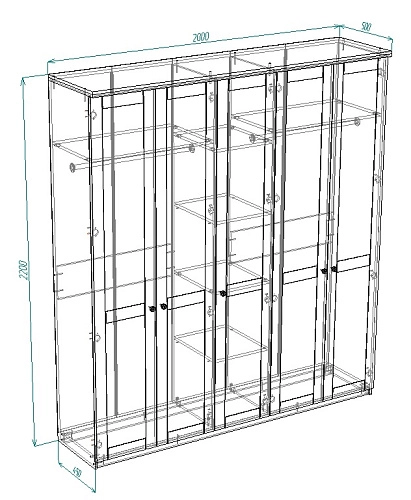 Шкаф распашной София РАХ-10 МДФ Аквамарин - фото 3