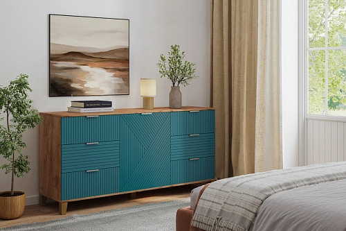 Комод Марвин 33 фрезеровка 8+11 Аквамарин - фото 1