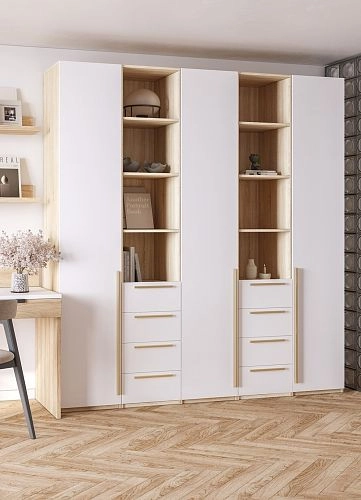 Шкаф распашной Хейсон-15 Белый Дуб Сонома - фото 2