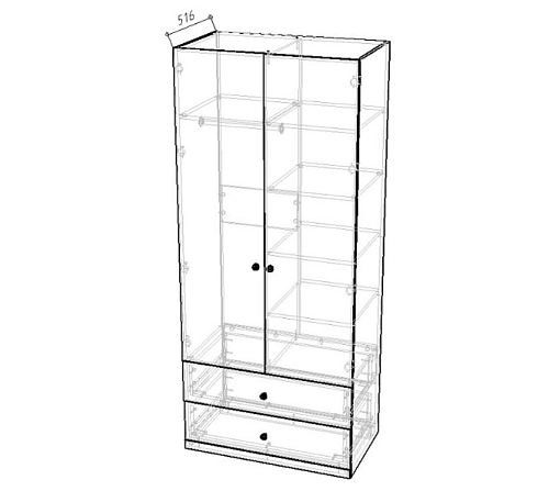 Шкаф распашной Банни-2.2 Пастельно-Синий (Я95491) - фото 2