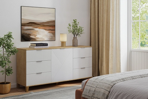 Комод Марвин 33.1 фрезеровка 8+11 Белый - фото 1