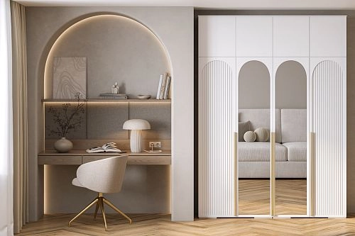 Шкаф распашной Брей-4 Хит с антресолью с зеркалами Белый - фото 1