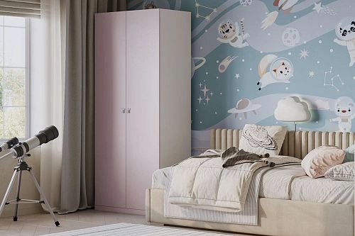 Шкаф распашной Банни-2 Розовый Лайт - фото 1