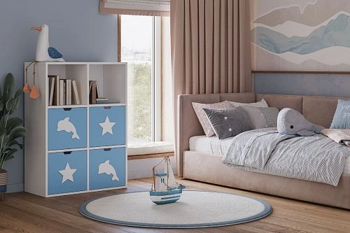 Стеллаж KIDS 10 Пастельно-Синий - фото 1