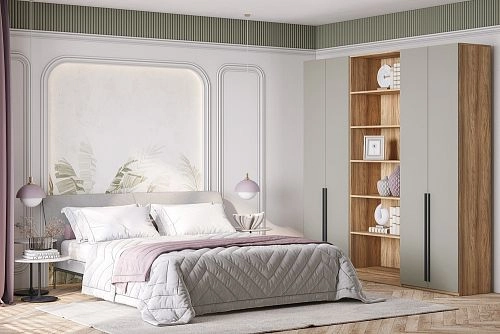 Шкаф распашной Хейсон-10 Кашемир Блэквуд Ячменный - фото 1