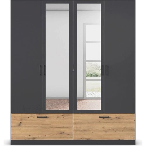 Шкаф распашной Бари-6 Черный / Дуб Бунратти - фото 2