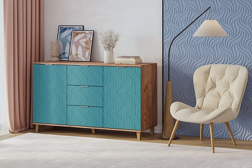 Комод Марвин 4 фрезеровка 3 Аквамарин - фото 1