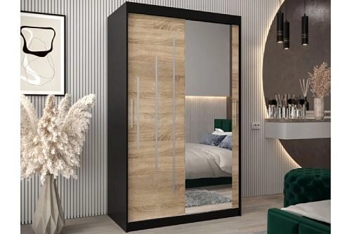 Шкаф-купе Валмиера-3 NEW Черный/Дуб Сонома - фото 1