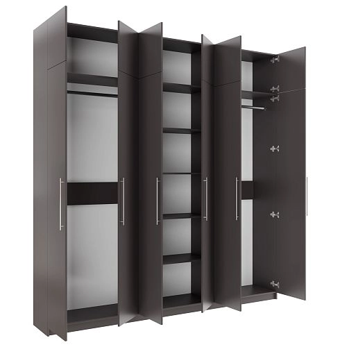 Шкаф распашной Калифорния-6 с антресолью Графит - фото 3